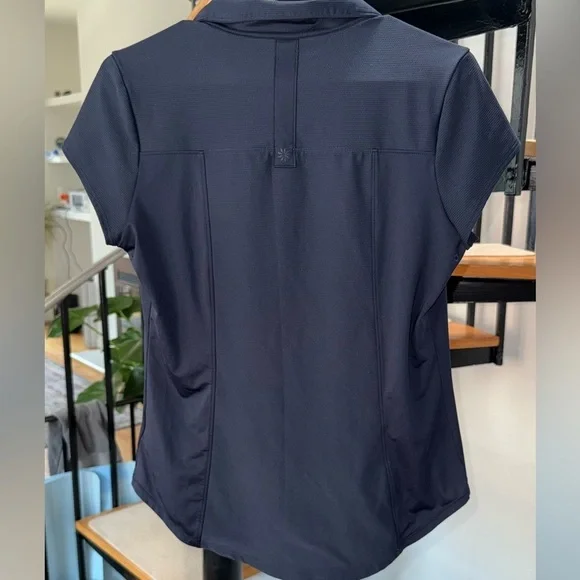 Athleta Women's Navy Collared Polo Activewear Tank Size M - Picture 6 of 6